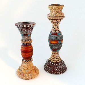 Tracy Porter Vintage Hand Painted Candle Holders (Set of 2)